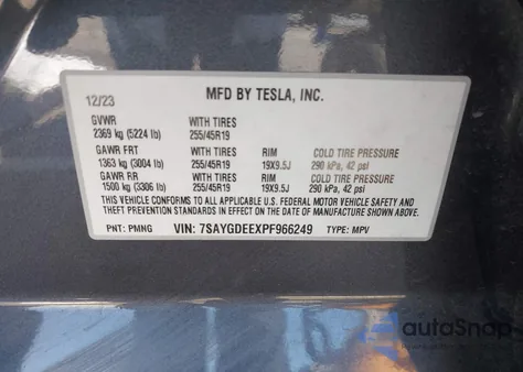 2023 Tesla Model Y Awd/Long Range Dual Motor All-Wheel Drive from USA, damaged, VIN 7SAYGDEEXPF966249